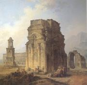 ROBERT, Hubert Triumphal Arch and Amphitheater at Orange (mk05) France oil painting reproduction